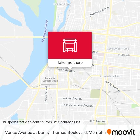 Vance Avenue at Danny Thomas Boulevard map