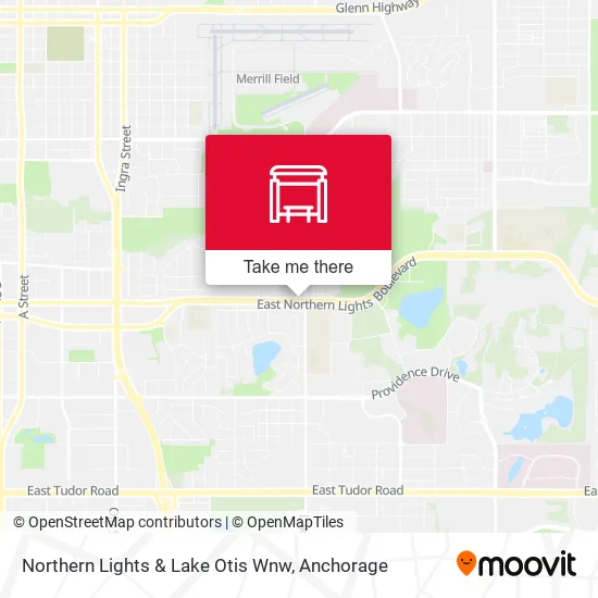 Northern Lights & Lake Otis Wnw map