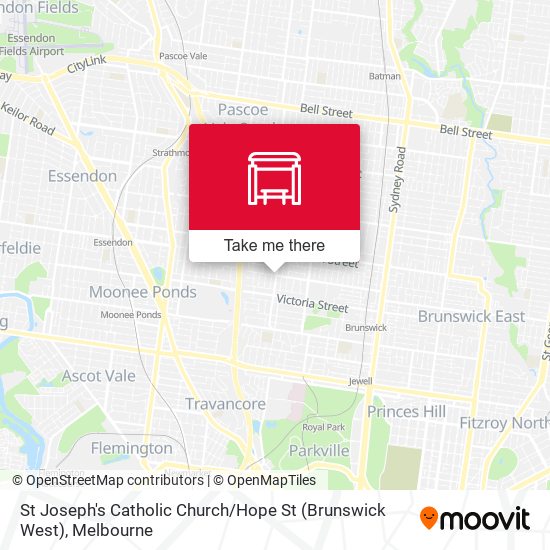 Mapa St Joseph's Catholic Church / Hope St (Brunswick West)