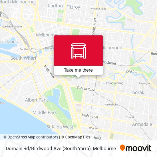 Mapa Domain Rd / Birdwood Ave (South Yarra)