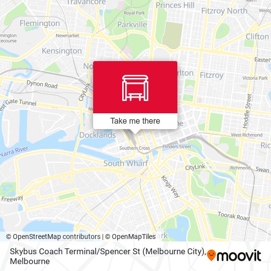 Mapa Skybus Coach Terminal / Spencer St (Melbourne City)