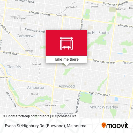 Evans St/Highbury Rd (Burwood) map