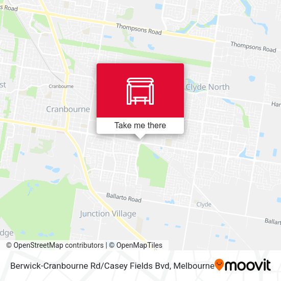 Berwick-Cranbourne Rd / Casey Fields Bvd map