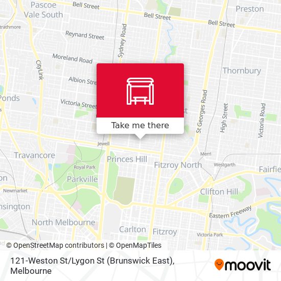 Mapa 121-Weston St / Lygon St (Brunswick East)