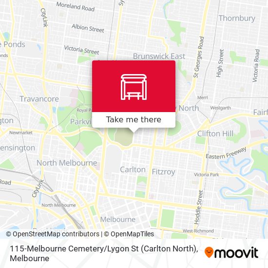 115-Melbourne Cemetery / Lygon St (Carlton North) map