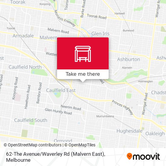 62-The Avenue / Waverley Rd (Malvern East) map