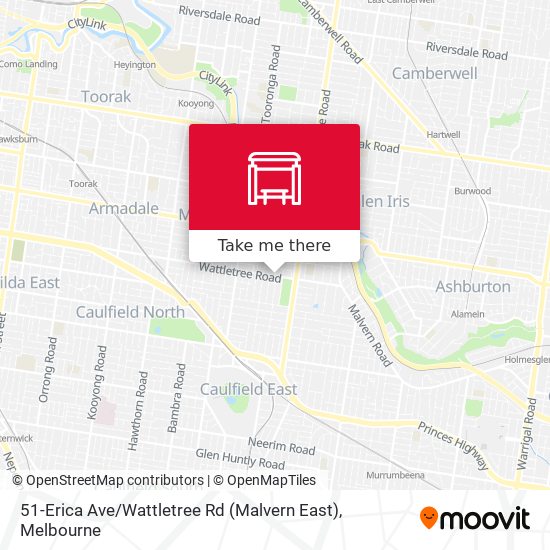 51-Erica Ave / Wattletree Rd (Malvern East) map