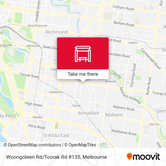 Woorigoleen Rd/Toorak Rd #135 map