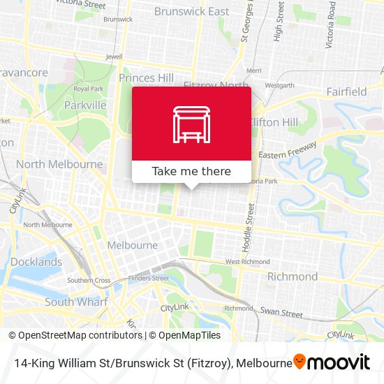 14-King William St / Brunswick St (Fitzroy) map