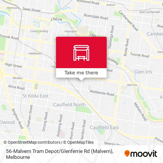 56-Malvern Tram Depot / Glenferrie Rd map