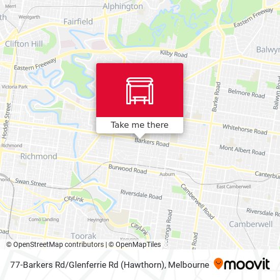 77-Barkers Rd / Glenferrie Rd (Hawthorn) map