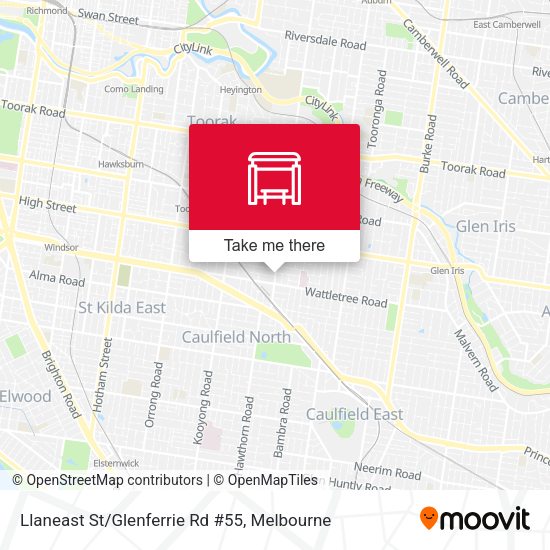 Llaneast St/Glenferrie Rd #55 map