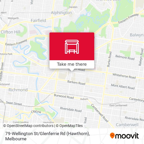 Mapa 79-Wellington St / Glenferrie Rd (Hawthorn)