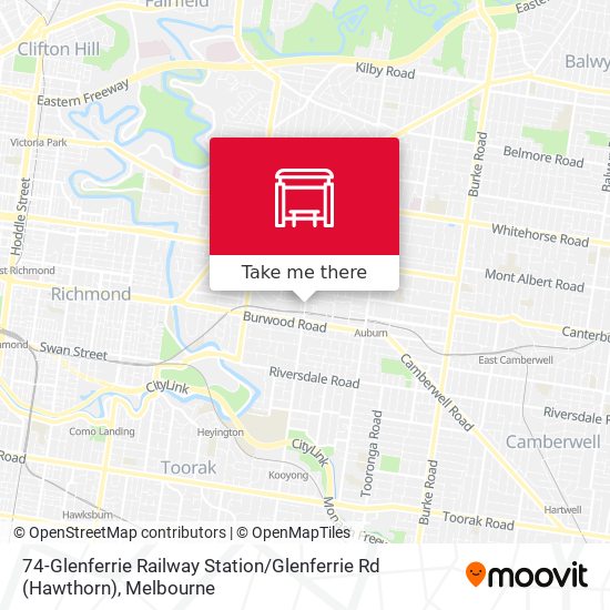 Mapa 74-Glenferrie Railway Station / Glenferrie Rd (Hawthorn)