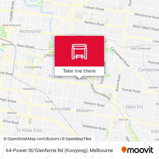 64-Power St / Glenferrie Rd (Kooyong) map