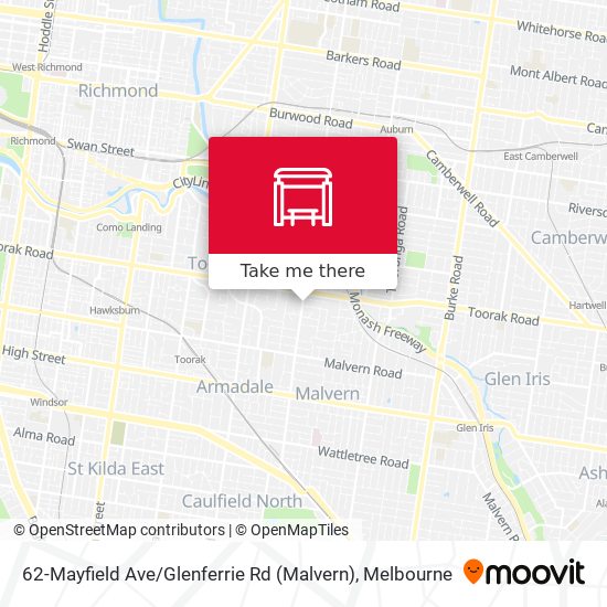 62-Mayfield Ave / Glenferrie Rd (Malvern) map