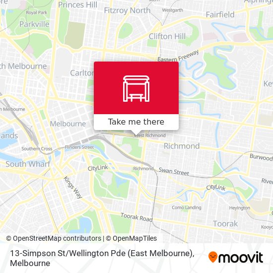 Mapa 13-Simpson St / Wellington Pde (East Melbourne)
