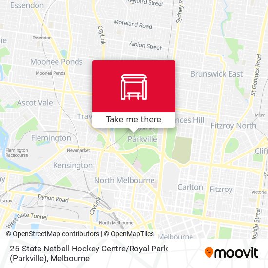 Mapa 25-State Netball Hockey Centre / Royal Park (Parkville)