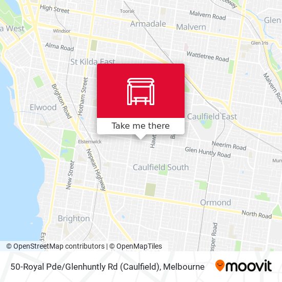 Mapa 50-Royal Pde / Glenhuntly Rd (Caulfield)