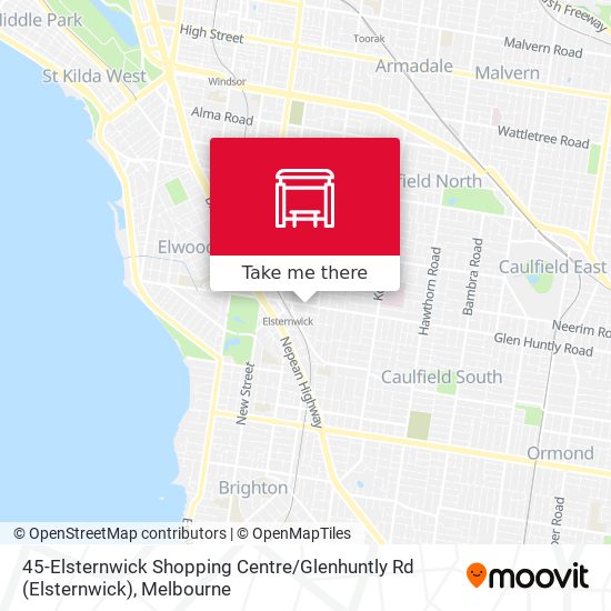 Mapa 45-Elsternwick Shopping Centre / Glenhuntly Rd