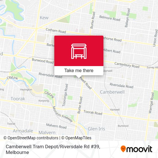 Camberwell Tram Depot / Riversdale Rd #39 map