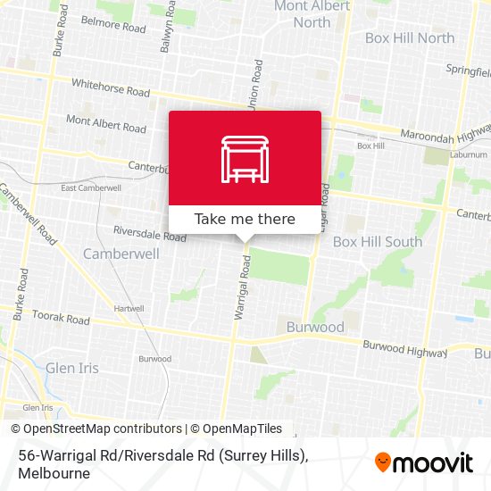 56-Warrigal Rd / Riversdale Rd (Surrey Hills) map