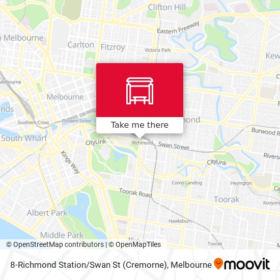 8-Richmond Station / Swan St (Cremorne) map