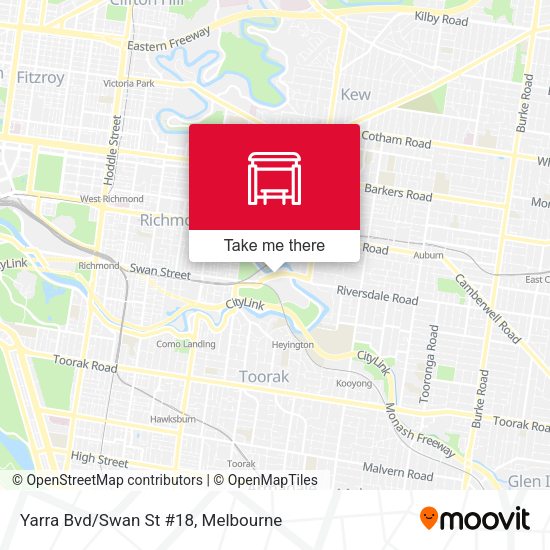 Yarra Bvd/Swan St #18 map