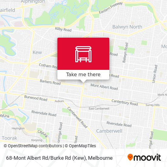 68-Mont Albert Rd / Burke Rd (Kew) map