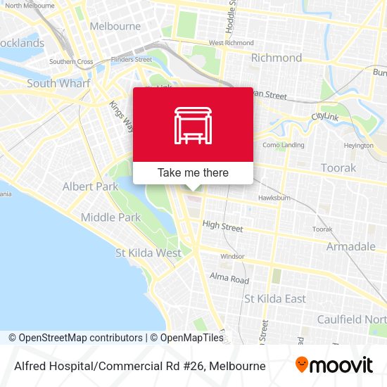 Alfred Hospital / Commercial Rd #26 map
