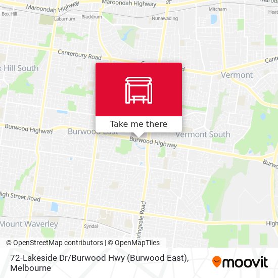 72-Lakeside Dr / Burwood Hwy (Burwood East) map