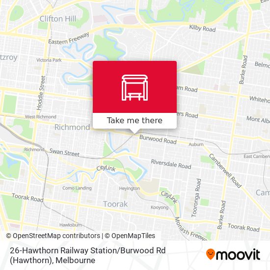 Mapa 26-Hawthorn Railway Station / Burwood Rd