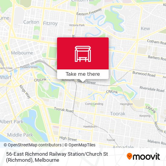 56-East Richmond Railway Station / Church St map