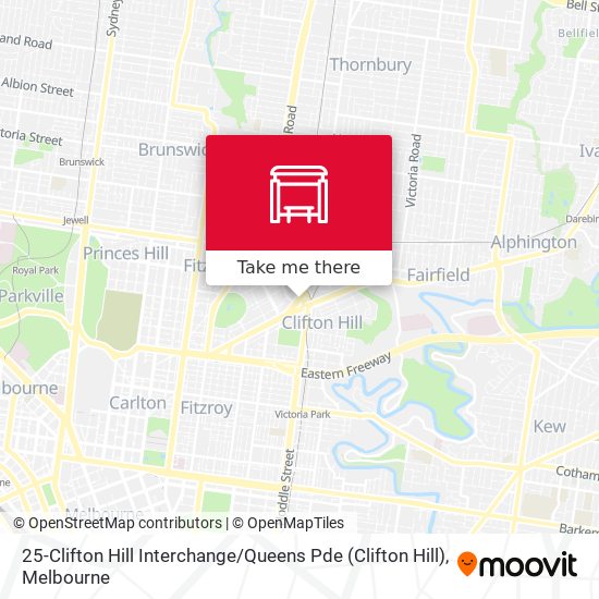 25-Clifton Hill Interchange / Queens Pde map