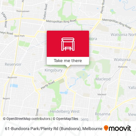 61-Bundoora Park / Plenty Rd map