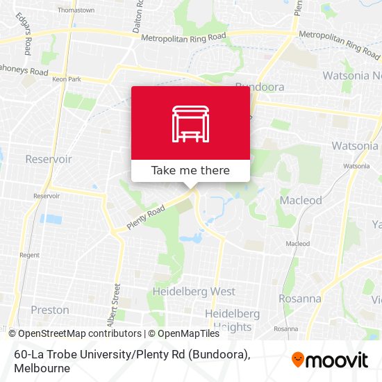 60-La Trobe University / Plenty Rd (Bundoora) map