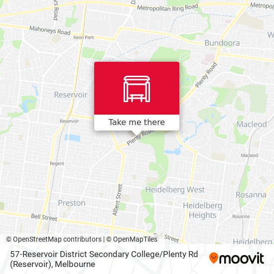 57-Reservoir District Secondary College / Plenty Rd map