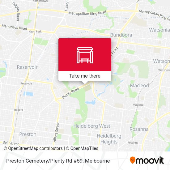 Preston Cemetery/Plenty Rd #59 map