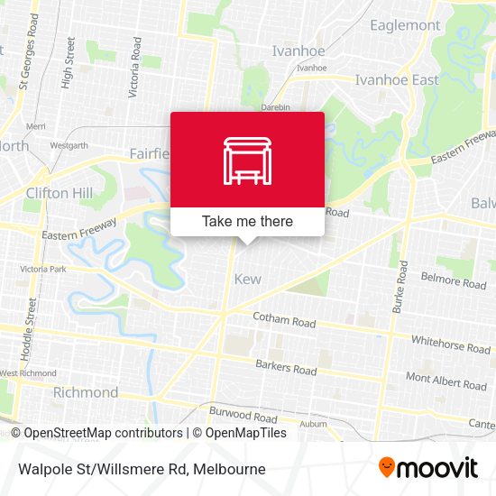 Walpole St/Willsmere Rd map