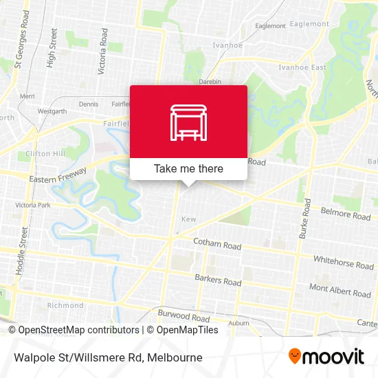Mapa Walpole St/Willsmere Rd