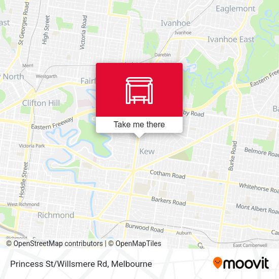 Princess St/Willsmere Rd map