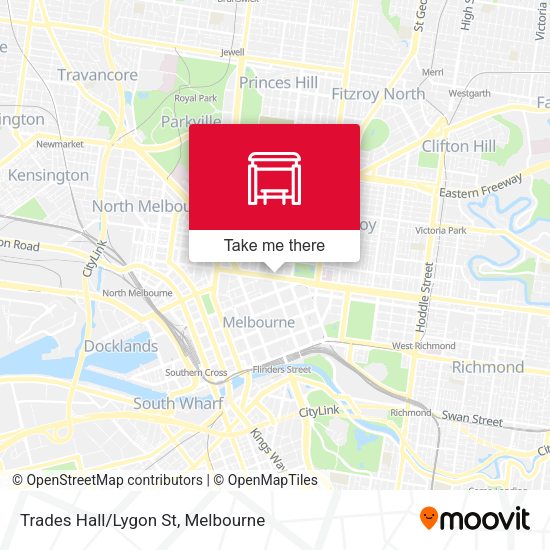 Trades Hall/Lygon St map