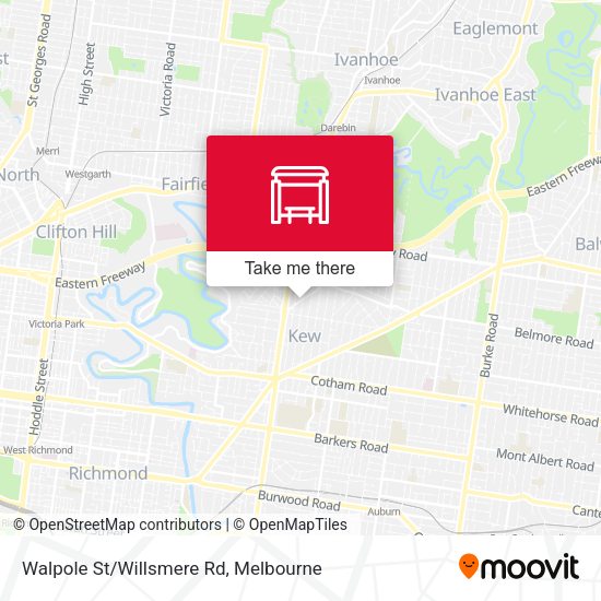 Walpole St/Willsmere Rd map