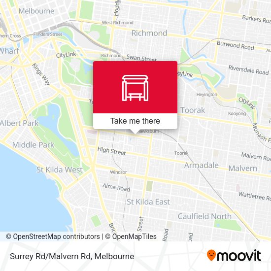 Surrey Rd/Malvern Rd map