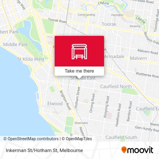 Inkerman St/Hotham St map