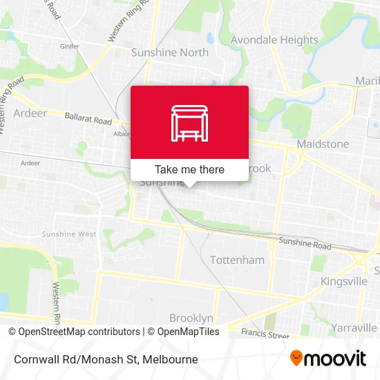 Mapa Cornwall Rd/Monash St