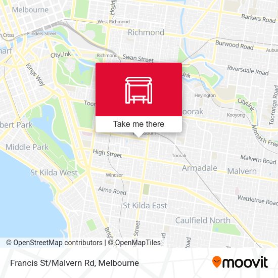 Francis St/Malvern Rd map