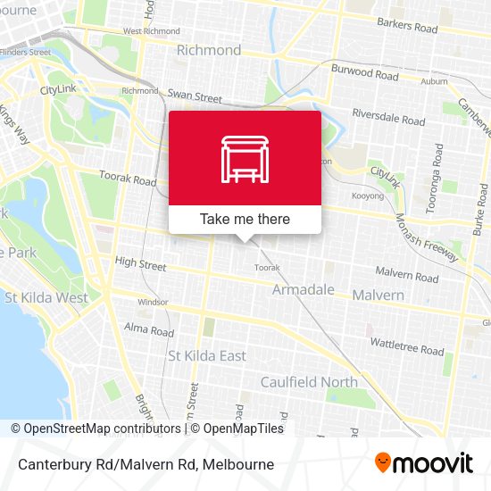 Canterbury Rd/Malvern Rd map