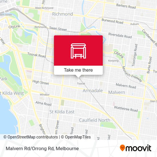 Malvern Rd/Orrong Rd map