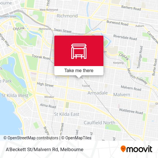 A'Beckett St/Malvern Rd map